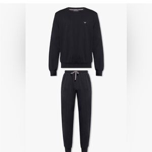 Emporio Armani Pyjamas 2 Piece Set Black Mens New Medium